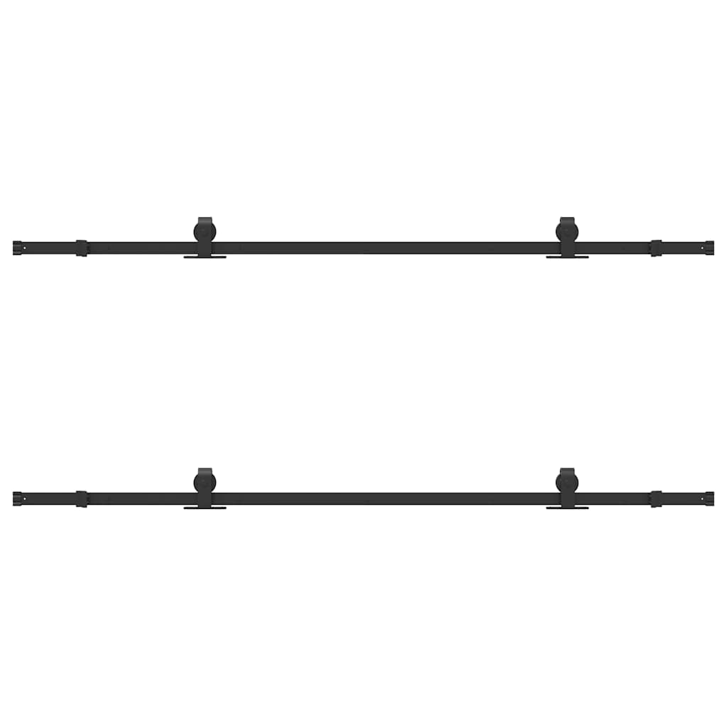 Schiebetürbeschlag-Set 213,5 cm Stahl Schwarz