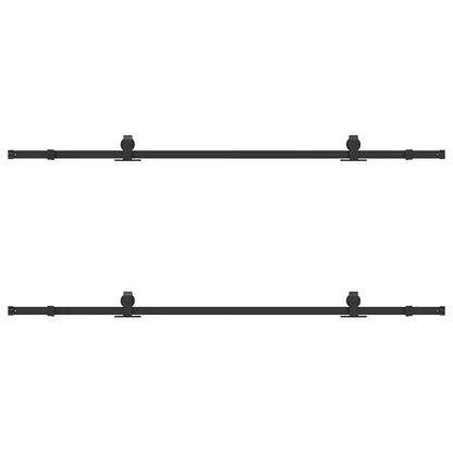 Schiebetürbeschlag-Set 213,5 cm Stahl Schwarz