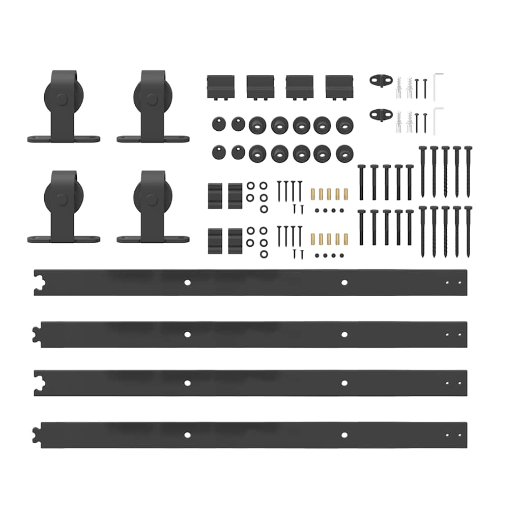 Schiebetürbeschlag-Set 213,5 cm Stahl Schwarz