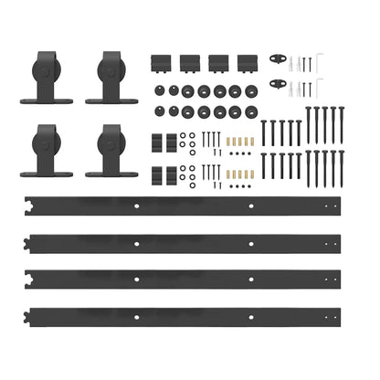 Schiebetürbeschlag-Set 213,5 cm Stahl Schwarz