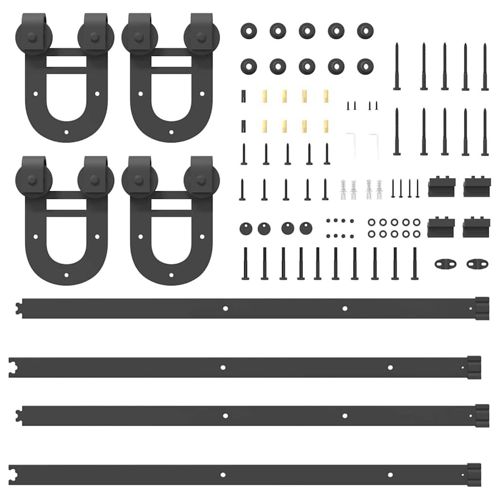 Schiebetürbeschlag-Set 183 cm Stahl Schwarz