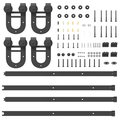 Schiebetürbeschlag-Set 183 cm Stahl Schwarz