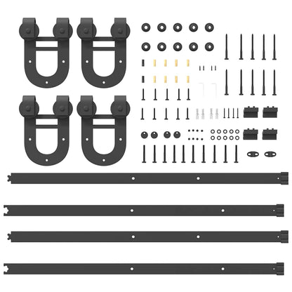 Schiebetürbeschlag-Set 200 cm Stahl Schwarz