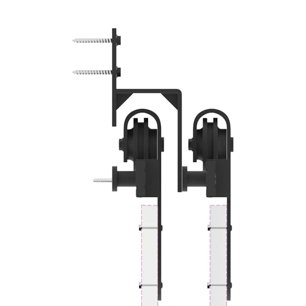 Schiebetürbeschlag-Set 200 cm Stahl Schwarz