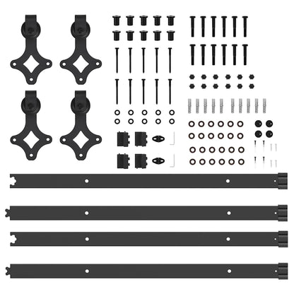 Schiebetürbeschlag-Set 152,5 cm Stahl Schwarz