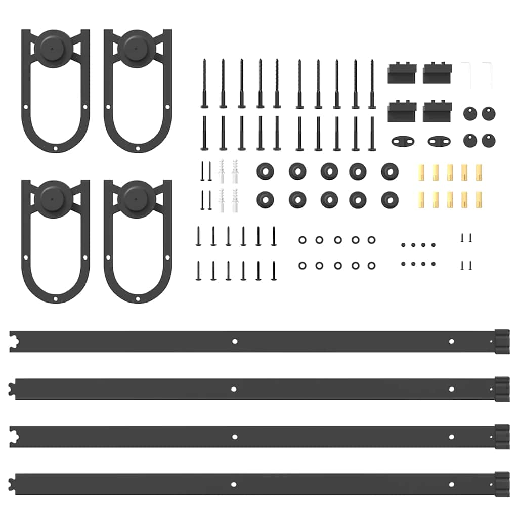 Schiebetürbeschlag-Set 183 cm Stahl Schwarz