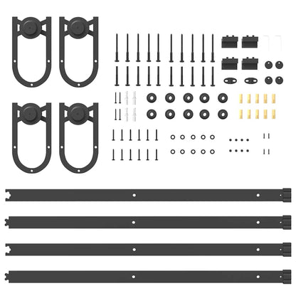 Schiebetürbeschlag-Set 183 cm Stahl Schwarz