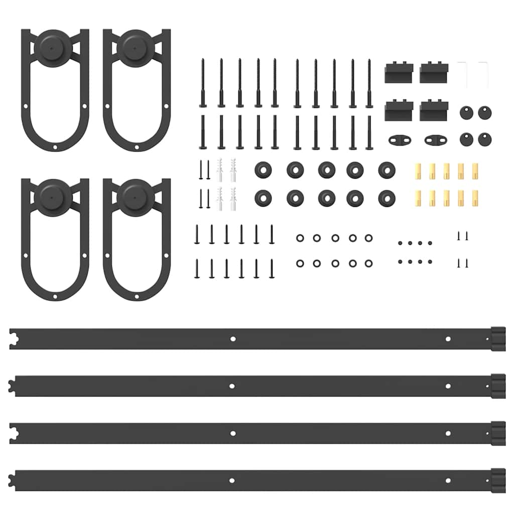 Schiebetürbeschlag-Set 200 cm Stahl Schwarz