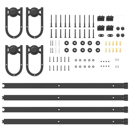 Schiebetürbeschlag-Set 200 cm Stahl Schwarz