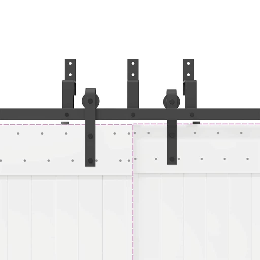 Schiebetürbeschlag-Set 213,5 cm Stahl Schwarz