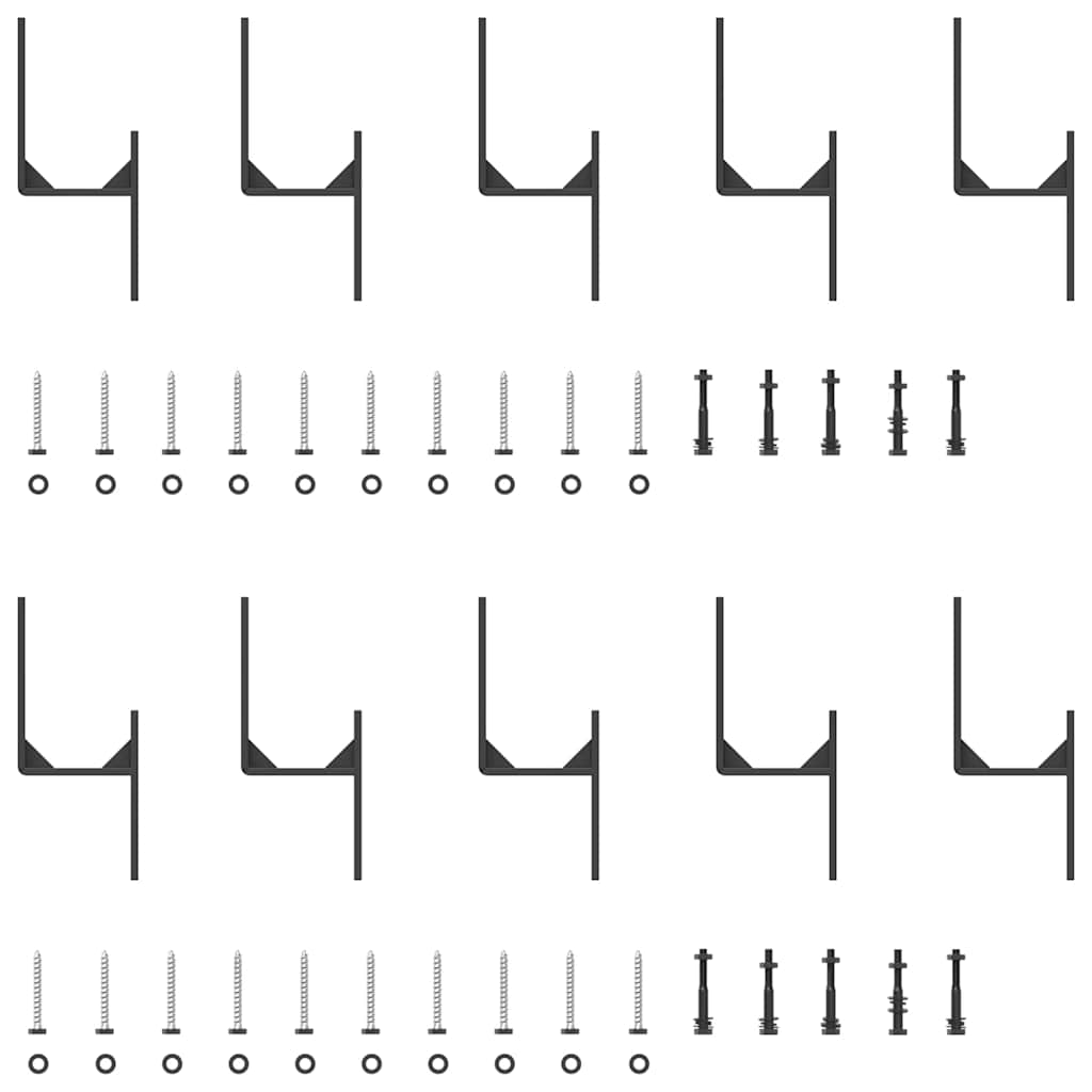 Schiebetürbeschlag-Set 200 cm Stahl Schwarz