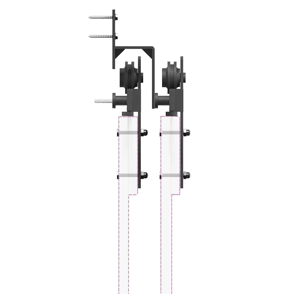 Schiebetürbeschlag-Set 152,5 cm Stahl Schwarz