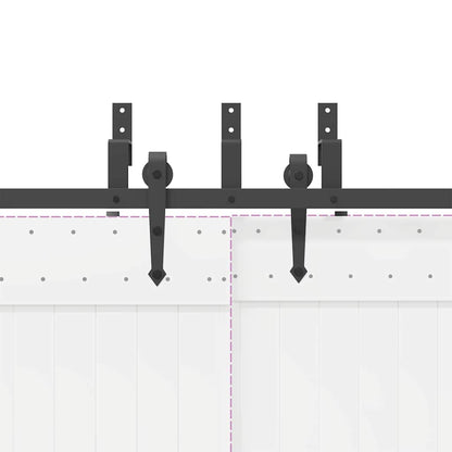 Schiebetürbeschlag-Set 213,5 cm Stahl Schwarz