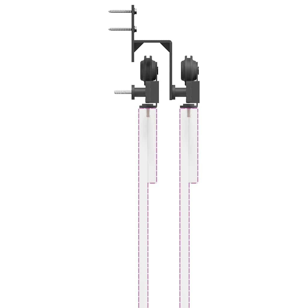 Schiebetürbeschlag-Set 152,5 cm Stahl Schwarz