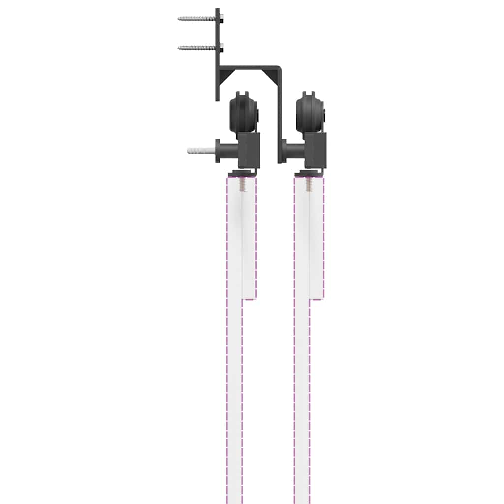 Schiebetürbeschlag-Set 213,5 cm Stahl Schwarz