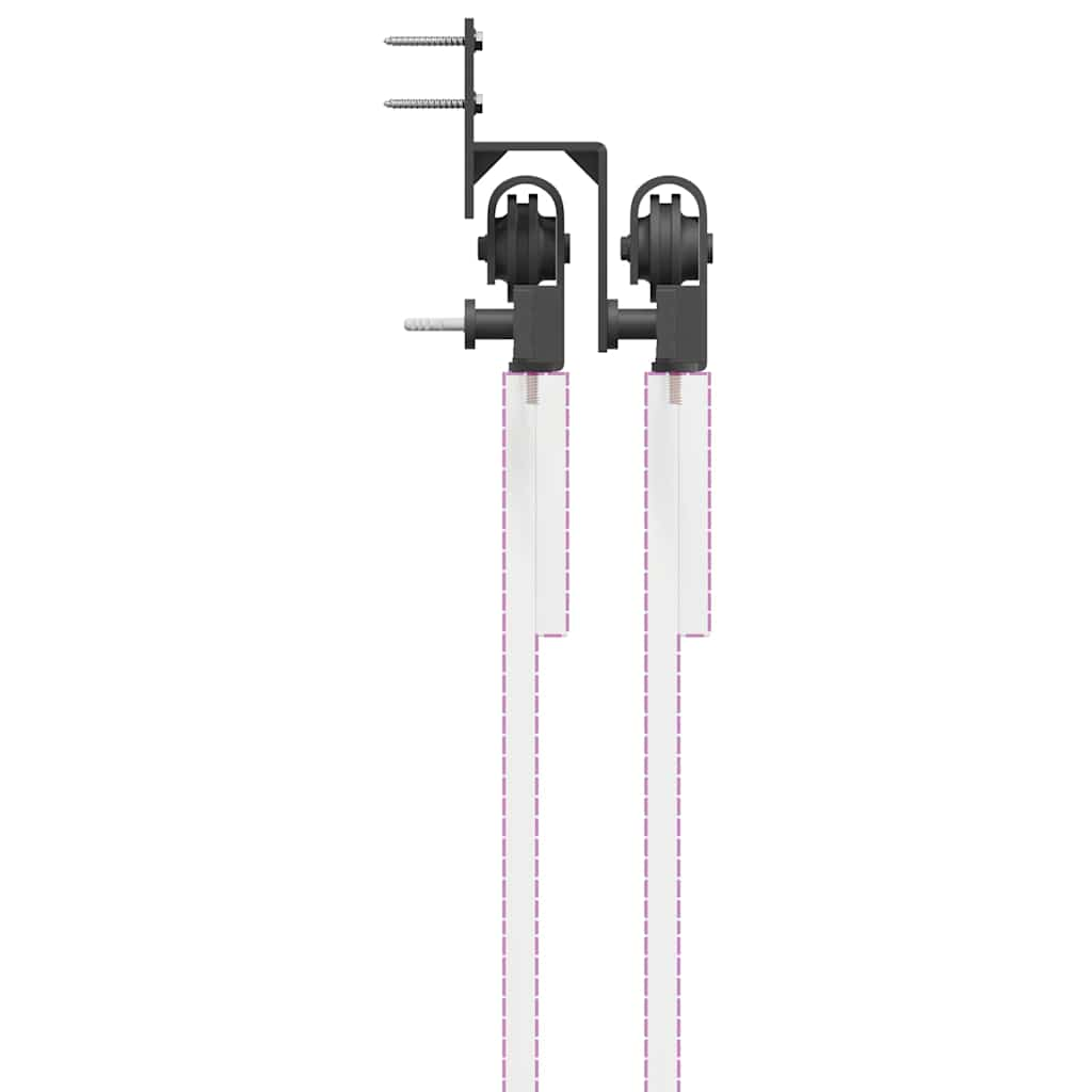 Schiebetürbeschlag-Set 183 cm Stahl Schwarz