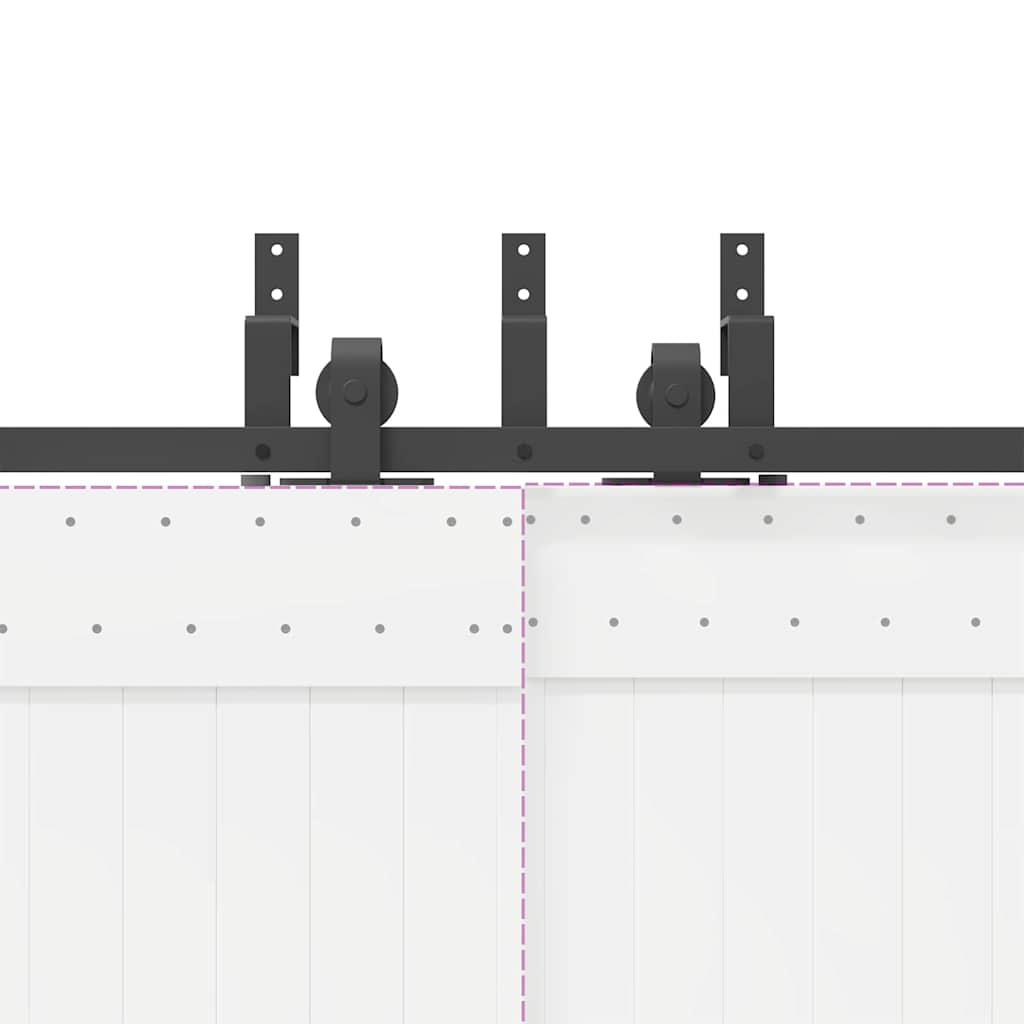 Schiebetürbeschlag-Set 183 cm Stahl Schwarz