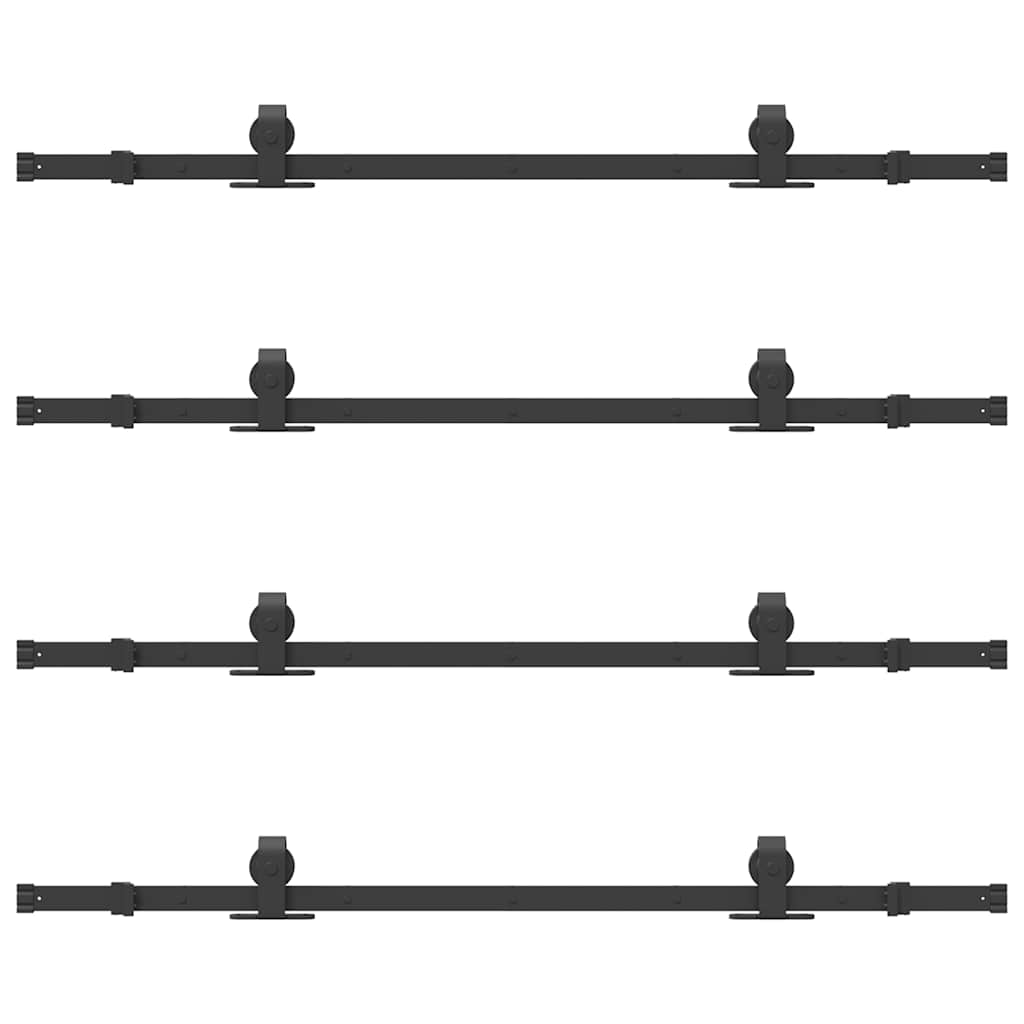 Schiebetürbeschlag-Set 152,5 cm Stahl Schwarz