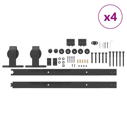 Schiebetürbeschlag-Set 152,5 cm Stahl Schwarz