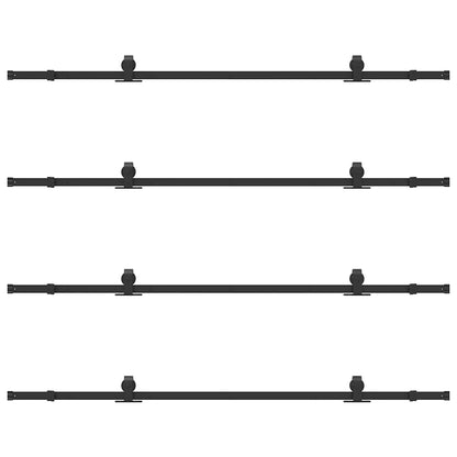 Schiebetürbeschlag-Set 213 cm Stahl Schwarz