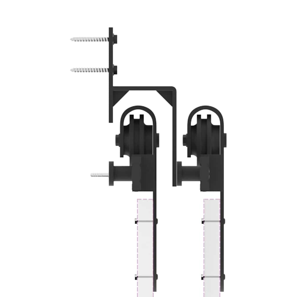 Schiebetürbeschlag-Set 183 cm Stahl Schwarz