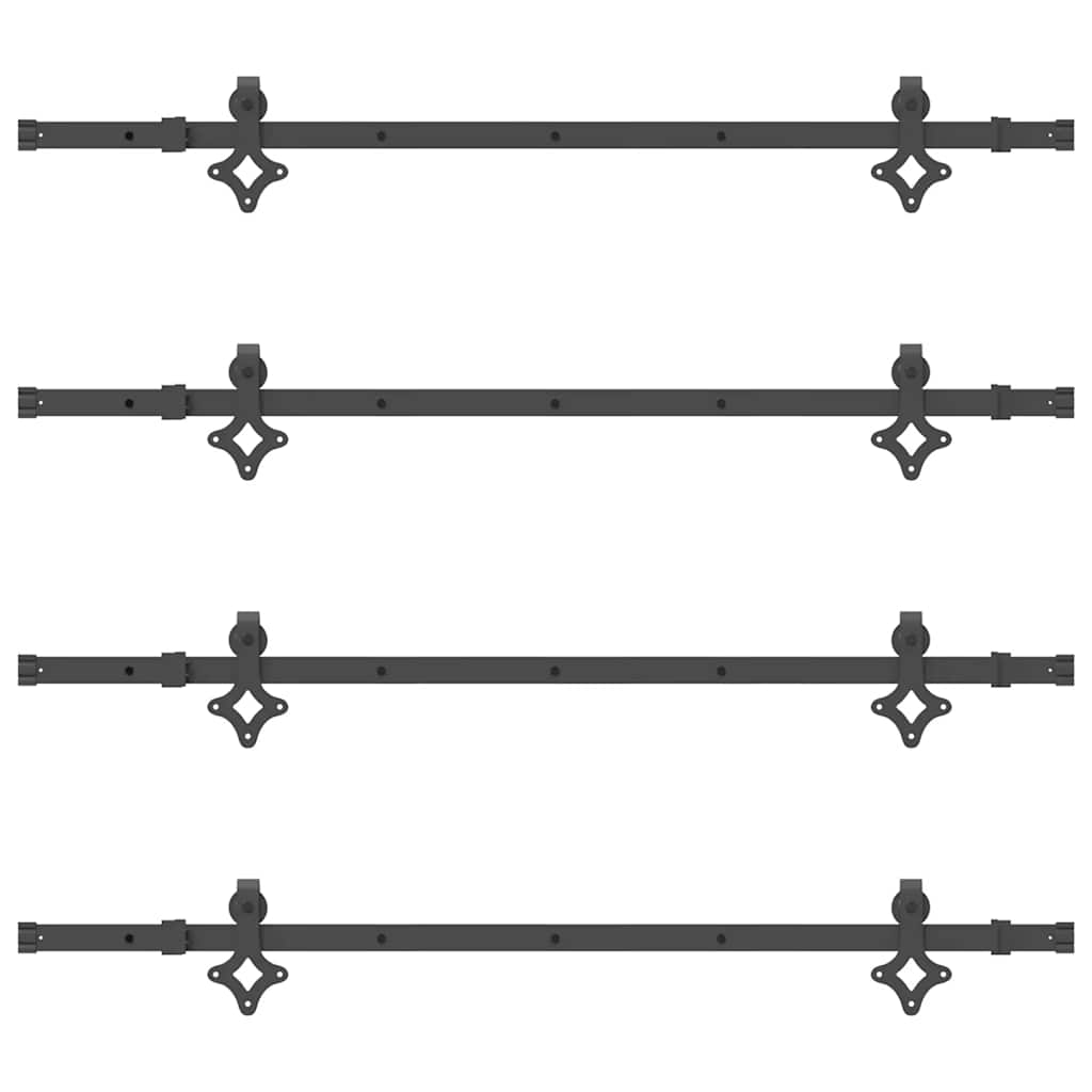 Schiebetürbeschlag-Set 152,5 cm Stahl Schwarz