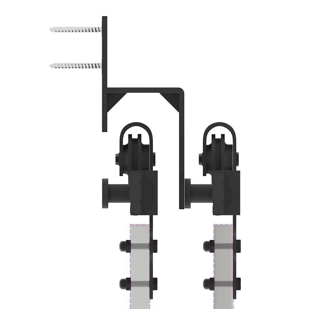 Schiebetürbeschlag-Set 213,5 cm Stahl Schwarz