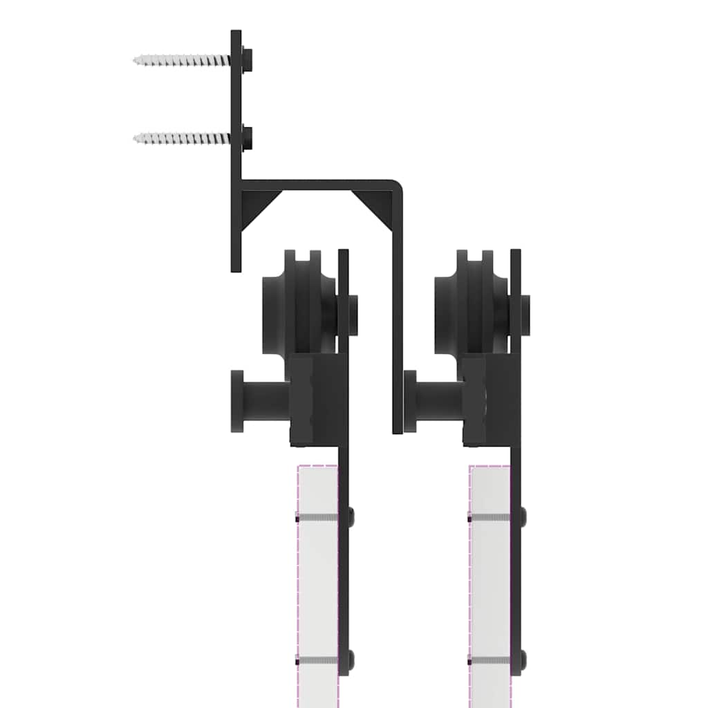 Schiebetürbeschlag-Set 183 cm Stahl Schwarz