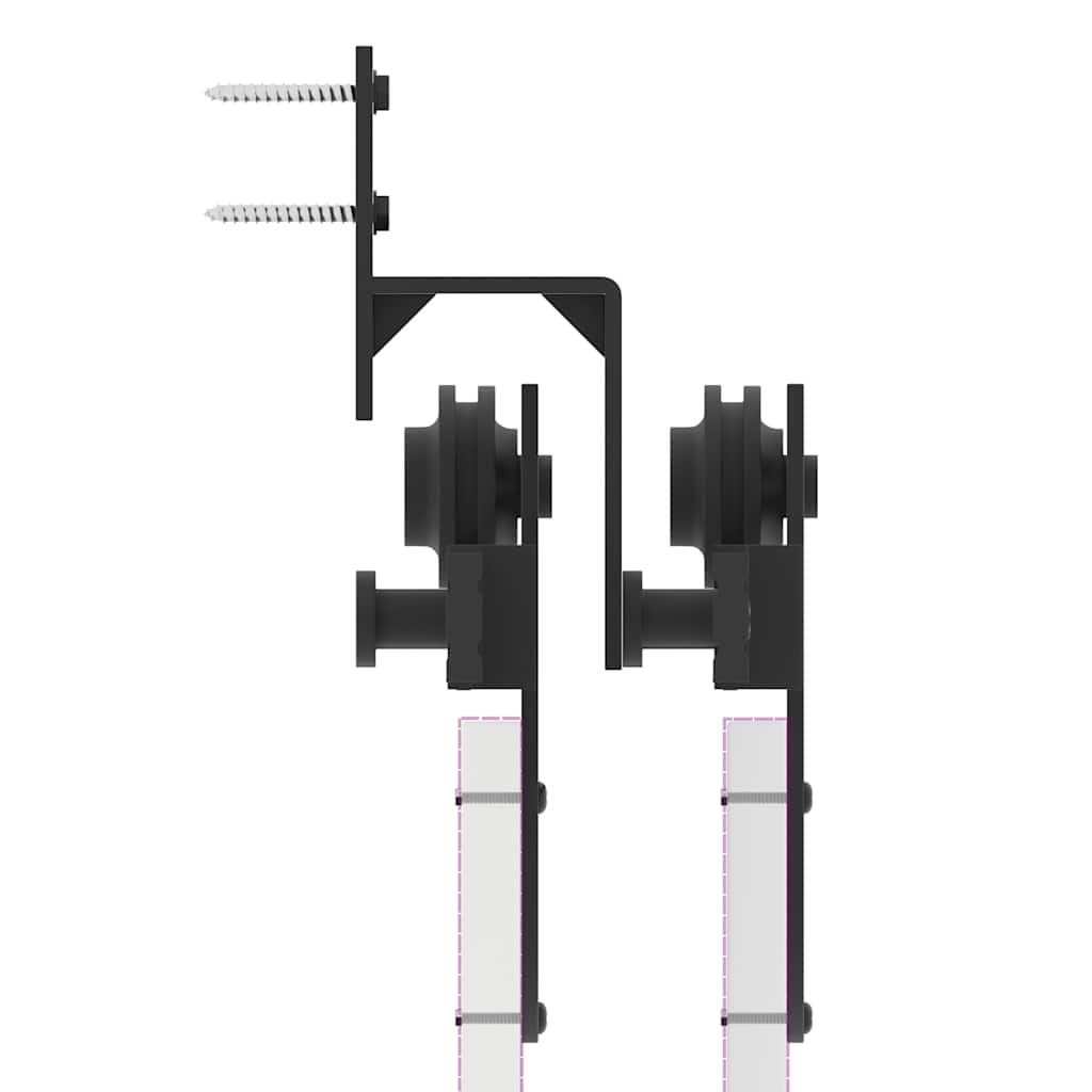 Schiebetürbeschlag-Set 200 cm Stahl Schwarz