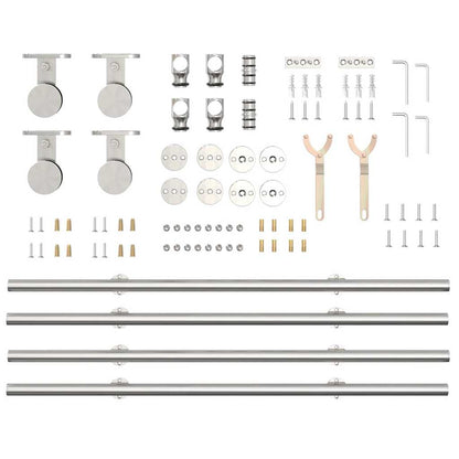Schiebetür-Beschlagsatz 183 cm Edelstahl Silbern