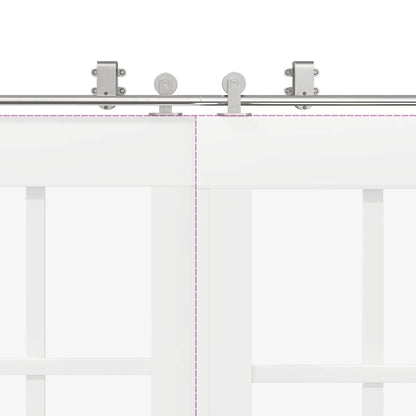 Schiebetür-Beschlagsatz 183 cm Edelstahl Silbern