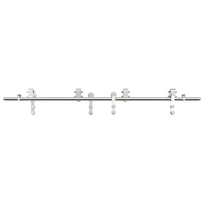 Schiebetür-Beschlagsatz 183 cm Edelstahl Silbern