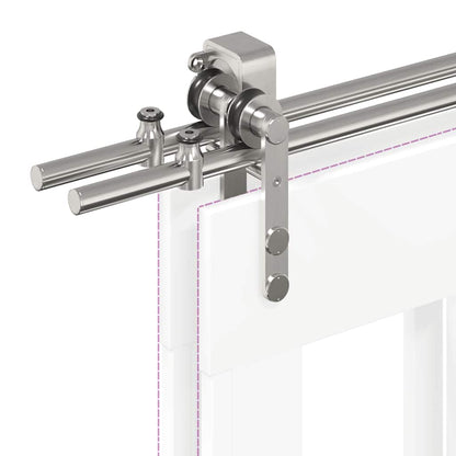 Schiebetür-Beschlagsatz 200 cm Edelstahl Silbern