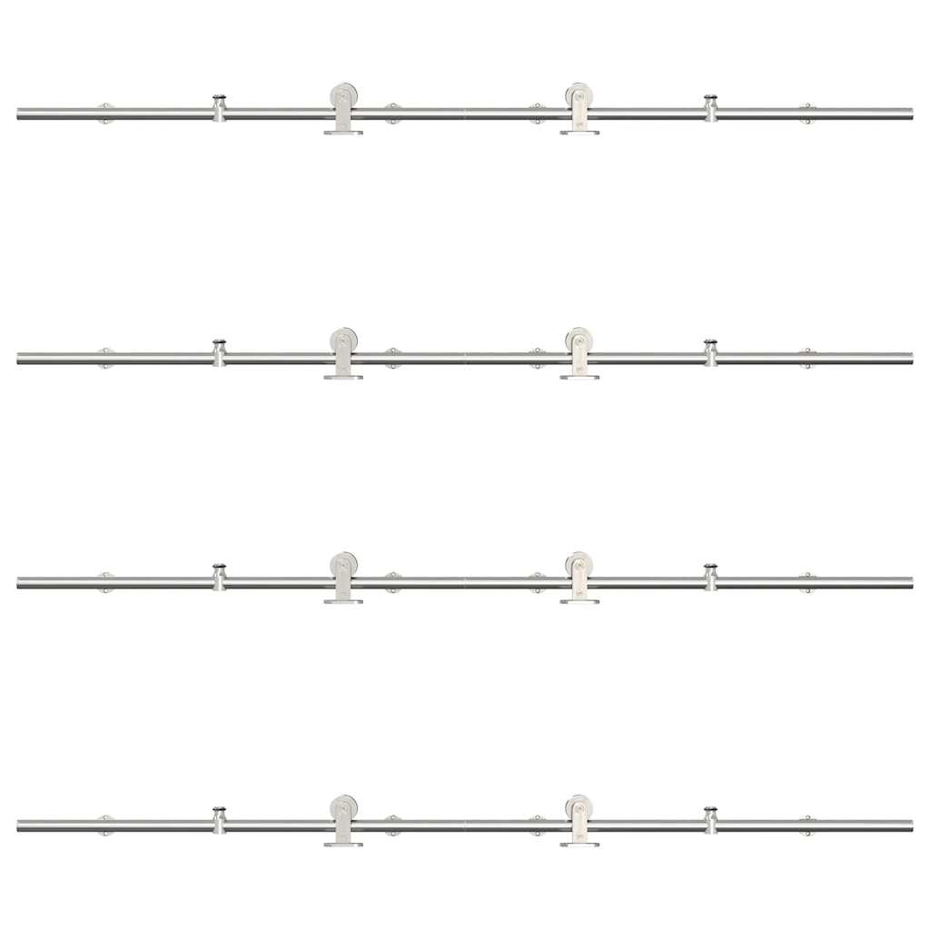 Schiebetür-Beschlagsatz 183 cm Edelstahl Silbern