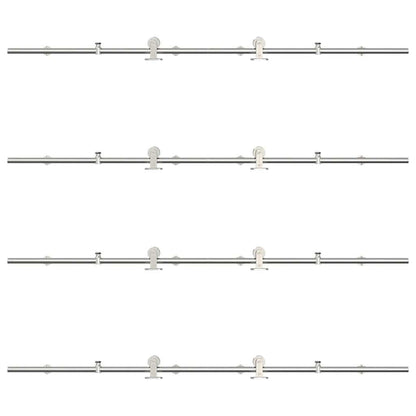 Schiebetür-Beschlagsatz 183 cm Edelstahl Silbern