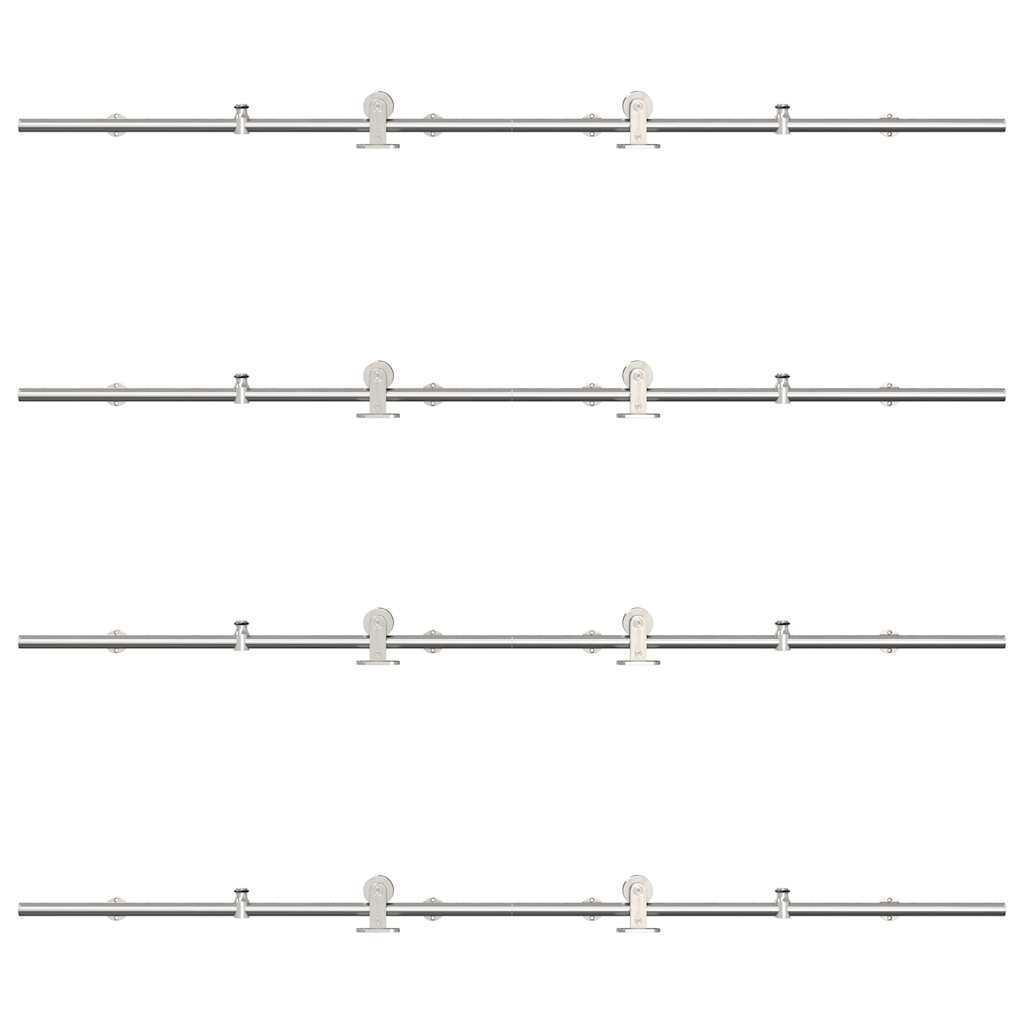 Schiebetür-Beschlagsatz 200 cm Edelstahl Silbern