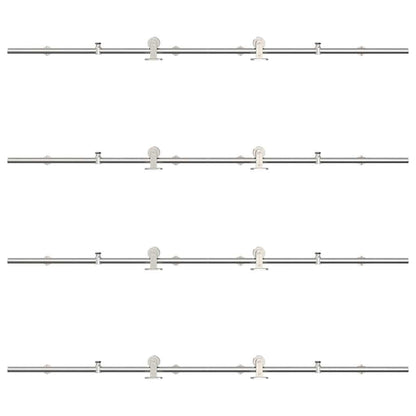 Schiebetür-Beschlagsatz 200 cm Edelstahl Silbern