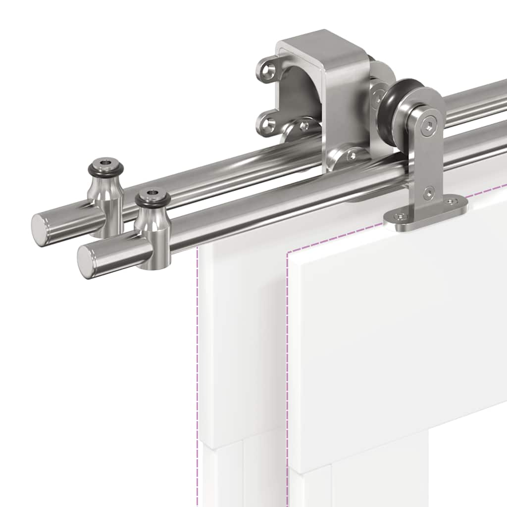 Schiebetür-Beschlagsatz 200 cm Edelstahl Silbern