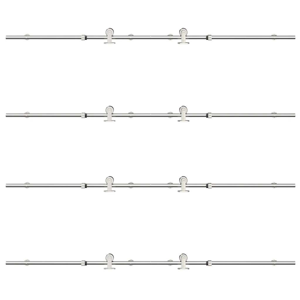 Schiebetür-Beschlagsatz 200 cm Edelstahl Silbern