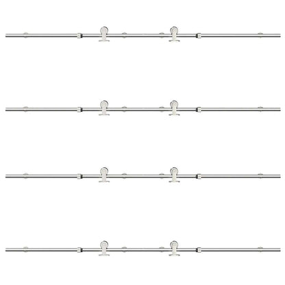 Schiebetür-Beschlagsatz 200 cm Edelstahl Silbern