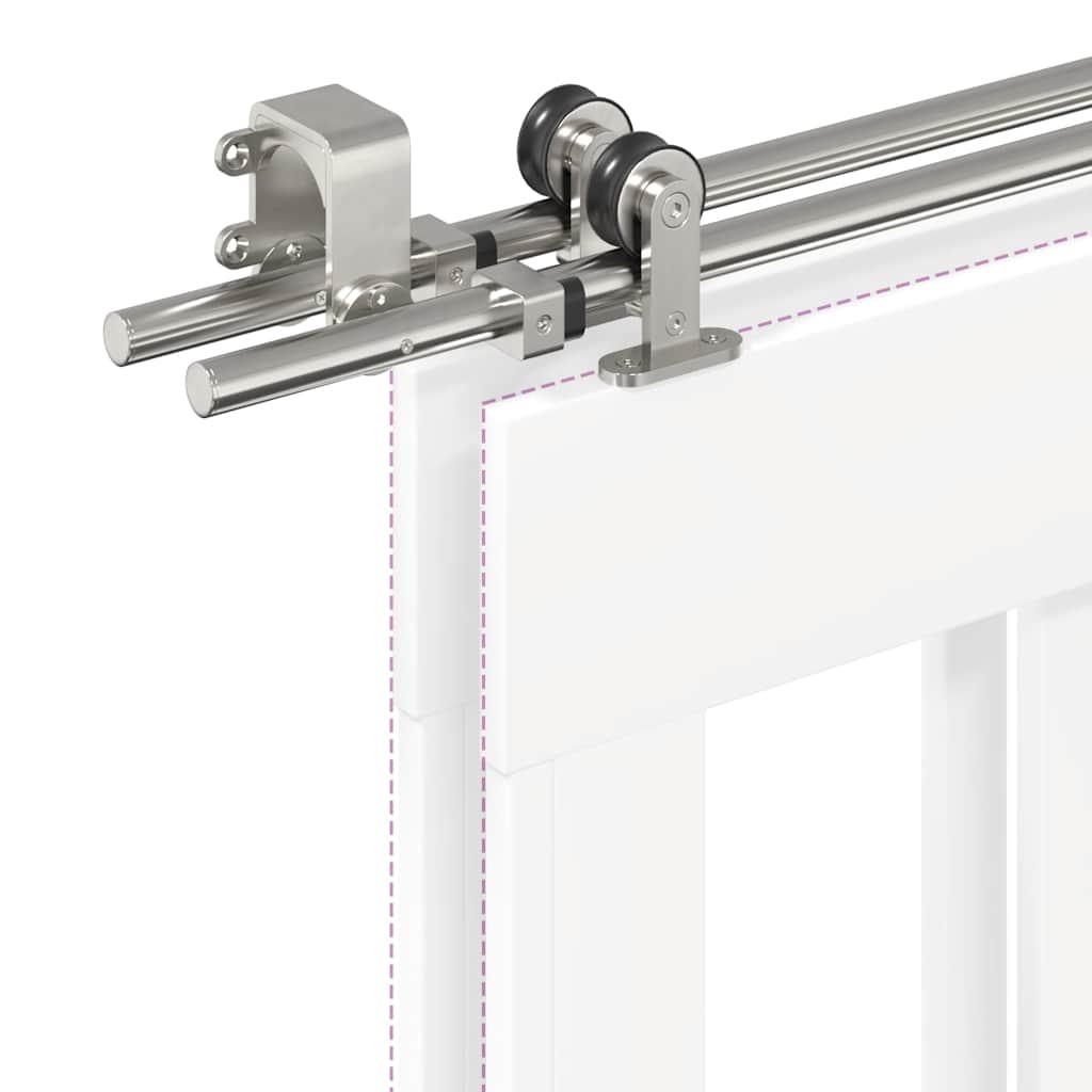 Schiebetür-Beschlagsatz 200 cm Edelstahl Silbern