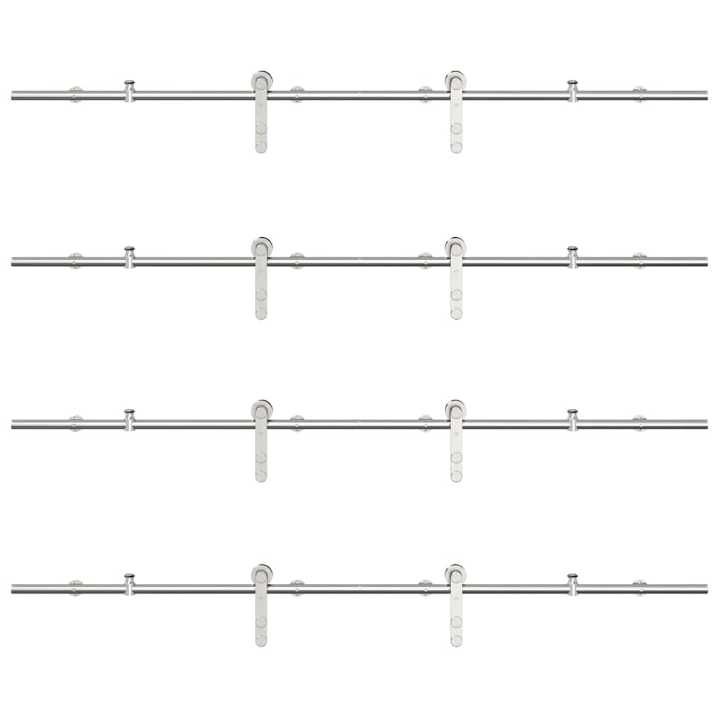 Schiebetür-Beschlagsatz 183 cm Edelstahl Silbern