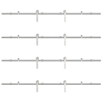 Schiebetür-Beschlagsatz 183 cm Edelstahl Silbern