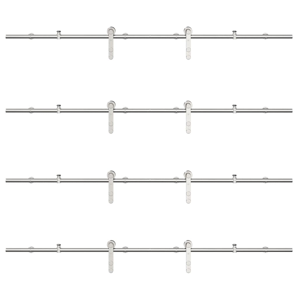 Schiebetür-Beschlagsatz 200 cm Edelstahl Silbern