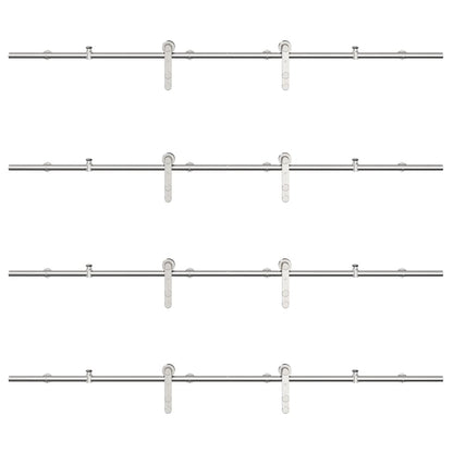 Schiebetür-Beschlagsatz 200 cm Edelstahl Silbern