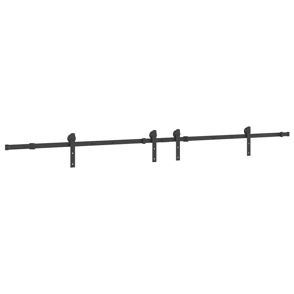 Schiebetürbeschlag-Set 213,5 cm Stahl Schwarz