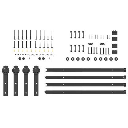 Schiebetürbeschlag-Set 213,5 cm Stahl Schwarz