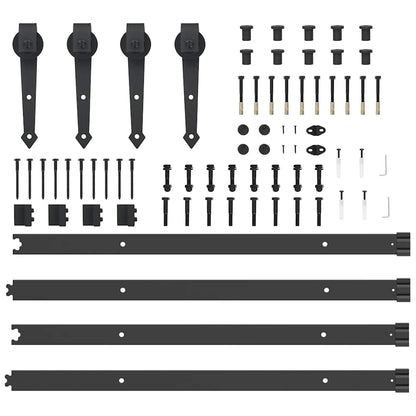 Schiebetürbeschlag-Set 152,5 cm Stahl Schwarz