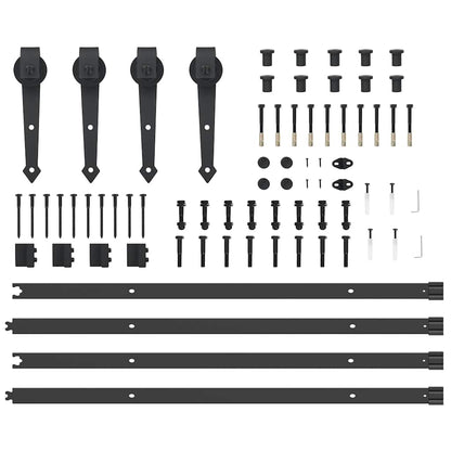 Schiebetürbeschlag-Set 213,5 cm Stahl Schwarz