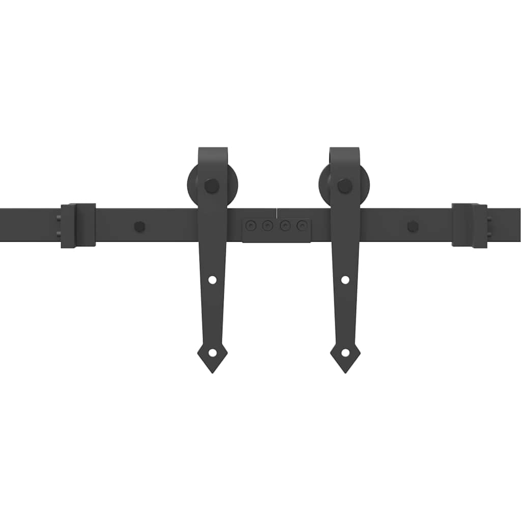 Schiebetürbeschlag-Set 213,5 cm Stahl Schwarz